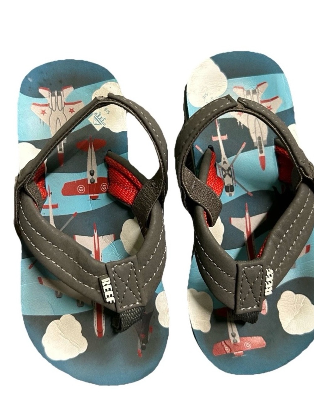 Toddler Boy Reef Summer Flip Flops Beach Warm Weather Size 5/6 - Picture 3 of 4